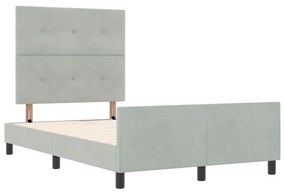 Cama de Veludo Cinzento-claro vidaXL 120x200 cm