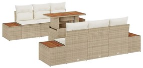 Conjunto de Jantar de Jardim com 7 Peças e Almofadas Bege, feito de Ra