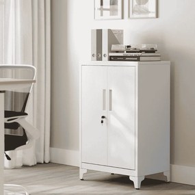 Armário arquivo escritório 40,2 x 60,1 x 99 cm com fechadura e 2 portas branco mate