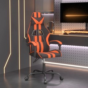 vidaXL Cadeira gaming couro artificial preto e laranja