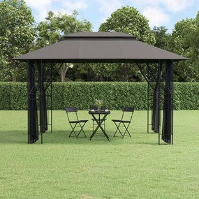 Gazebo com paredes laterais 400x300x270 cm aço antracite