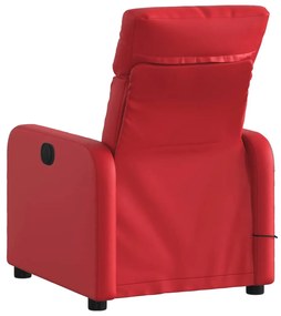 Poltrona de massagens reclinável couro artificial vermelho