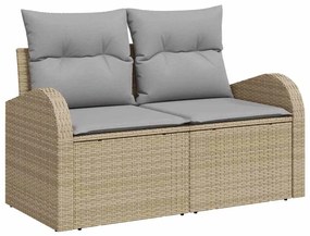 Conjunto de Sofás de Jardim vidaXL com Almofadas Bege Rattan Poliéster