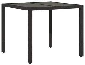 3 pcs conjunto jantar jardim c/ almofadões vime PE/vidro preto