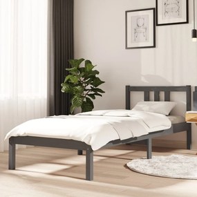 vidaXL Estrutura cama pequena solteiro 75x190 cm madeira maciça cinza