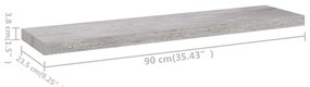 Prateleiras de parede 2 pcs 90x23,5x3,8cm MDF cinzento-cimento