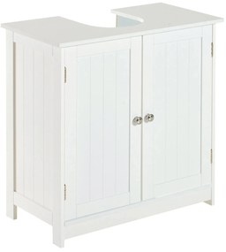 HOMCOM Móvel para Lavatório Pousar Armário Casa de Banho de Armazenamento com 2 Portas e Prateleira Interior Ajustável Moderno 60x30x60 cm Branco