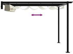 Gazebo Montado na Parede Creme 3 x 3 m Aço
