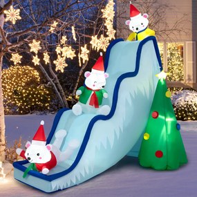 Decoração de Natal insuflável do urso polar insuflável com luzes LED e estacas de solo para uso interno e externo