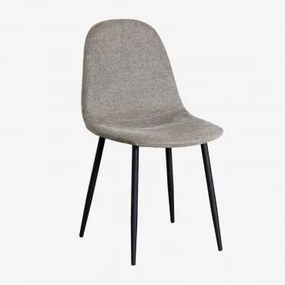 Cadeira De Jantar Estofada Glamm Preto & Tecido Castanho Areia - Sklum