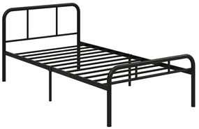 Cama 208 x 95 x 81 cm Estrutura metálica (COLCHÃO NÃO INCLUIDO) com cabeceira e pés Espaço inferior Preto