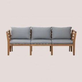 Sofá De Jardim Modular Filips De 3 Peças Com Braços Em Madeira De Acácia Cinza Claro - Sklum
