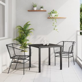 vidaXL Conjunto de Jantar de Jardim 3 Peças Preto Rattan Poliéster