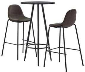 vidaXL 3 pcs conjunto de bar tecido cinzento-escuro