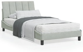 vidaXL Estrutura de cama sem colchão 100x200 cm veludo cinzento-claro