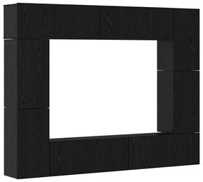 Conjunto de móvel de TV 8 pcs Carvalho Preto 80 x 30 x 30.5 cm