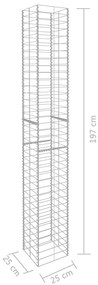 Cestos gabião 3 pcs aço galvanizado 25x25x197 cm