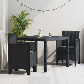 vidaXL Conjunto de Jantar para Jardim 3 pcs Antracite