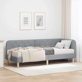 vidaXL Estrutura de Cama de Canto Cinzento-claro 80 x 200 cm tecido