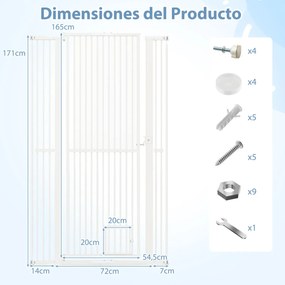 Barreira para animais de estimação, cerca metálica com abertura de 77-104 cm 2 kits de extensão sem perfuração nem montagem de acessórios branca
