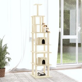 Árvore para gatos c/ postes arranhadores sisal 216 cm cor creme