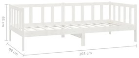 Sofá Cama Lena - Cor Branco - Em Madeira de Pinho Maciça - 203x98x66 c