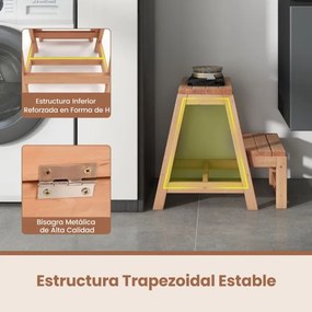 Escadote de madeira dobrável de 2 degraus multifuncional para crianças e adultos  portátil e leve Natural
