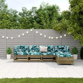 5 pcs conjunto lounge de jardim c/ almofadões pinho impregnado