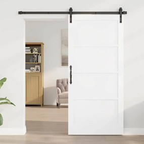 Porta Deslizante com Conjunto de Ferragens Branca 93x202 cm Madeira de