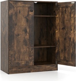 Armário de armazenamento 60 x 30 x 80 cm com portas e prateleiras ajustáveis Castanho