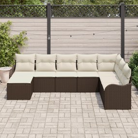 Conjunto de Sofá de Jardim vidaXL com 8 Peças e Almofadas em Ratan Pol