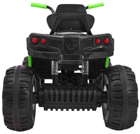 Moto 4 elétrica para crianças 12V 2x45W ATV com Rodas Espuma EVA, Assento couro ecológico, som Crianças Até 30Kg Preta e Verde Preta