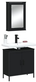 2 pcs conjunto móveis casa de banho derivados de madeira preto