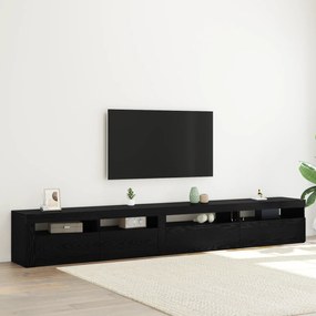 Conjunto de Cabinet de TV vidaXL 3 Peças com Luzes LED Carvalho Preto Madeira Engenheirada
