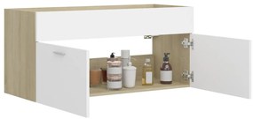 Armário lavatório derivados de madeira branco/carvalho sonoma