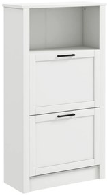 HOMCOM Sapateira Estreita com Prateleiras Ajustáveis e Compartimento Aberto para 10 Pares de Sapatos 58x24x105 cm Branco | Aosom Portugal