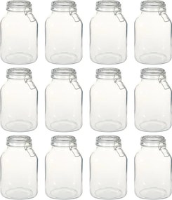 vidaXL Frascos de vidro com fechos 12 pcs 3 L
