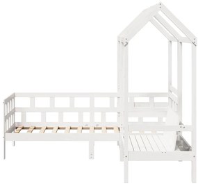 Conj. de sofá-cama com telhado 90x190 cm pinho maciço branco