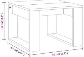 Mesa de apoio 50x50x35 cm derivados de madeira cinzento sonoma