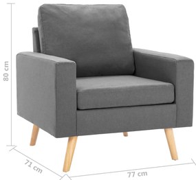2 pcs conjunto de sofás tecido cinzento-claro