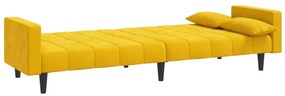 Sofá-cama 2 lugares com duas almofadas veludo amarelo