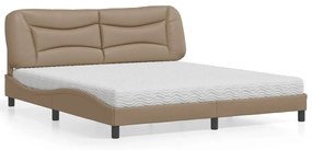 Cama com colchão 180x200 cm couro artificial cappuccino