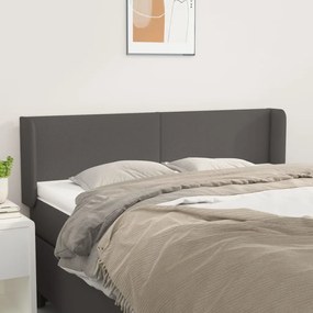 Cabeceira de cama c/ abas couro artificial 147x16x78/88cm cinza