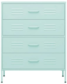 Cómoda/aparador com gavetas aço 80x35x101,5 cm verde-hortelã