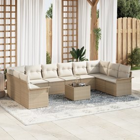 Conjunto de Sofá de Jardim vidaXL com Almofadas 11 Peças em Rattan Mar