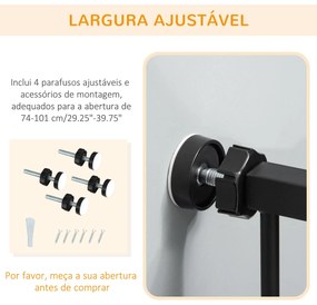 PawHut Barreira de Segurança para Cães com Porta Pequena Barreira para