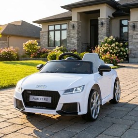 Carro elétrico para crianças 12V Audi TT RS pneus de borracha maciça, banco em pele sintética Branco