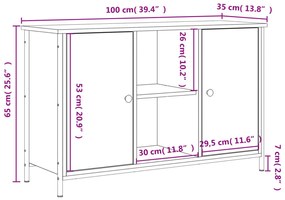 Móvel de TV 100x35x65 cm derivados de madeira carvalho castanho