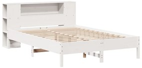 Cama com estante sem colchão 160x200 cm pinho maciço branco