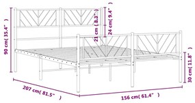 Estrutura de cama com cabeceira e pés 150x200 cm metal preto